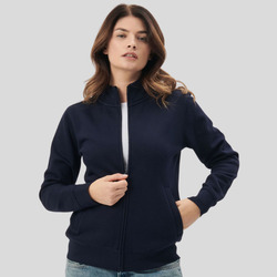 BSW334 Felpa donna zip lunga felpata con tasche 70% cotone 30% poliestere 280gr