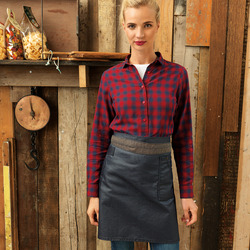 PR135 Premier Grembiule in vita antimacchia in denim effetto cerato e lacci in ecopelle 100% cotone