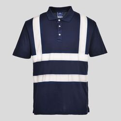 F477 Polo uomo con doppia banda riflettente ad alta visibilità 100% poliestere 155g EN 17353