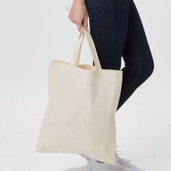 BS910 BlackSpider Shopper con manico lungo dimensioni 38x42 cm in 100% cotone organico GOTS 140  g/m2 