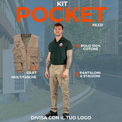KIT POCKET - Divisa da lavoro estiva in KIT 8 Articoli: 3xPantaloni lavoro Multitasche estivi stretch - 4xMaglietta Polo- 1xGilet estivo multitasche