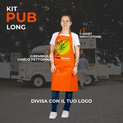 KIT Divisa ristorazione maglietta e Grembiule Lungo Personalizzati