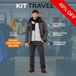 KIT TRAVEL - 1 Softshell Imbottito +1 Pile Tecnico +2 Pantaloni - Ricamo INCLUSO