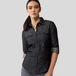 PR322 Premier Camicia donna in denim 100% con taschine chiuse con pattina