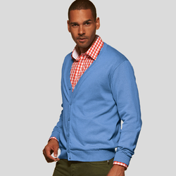 JN661 James & Nicholson Cardigan uomo scollo a V 100%cotone pettinato